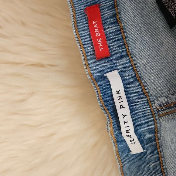 Celebrity Pink Cutoff Medium Wash Buttonfly Shorts - Picture 3 of 5